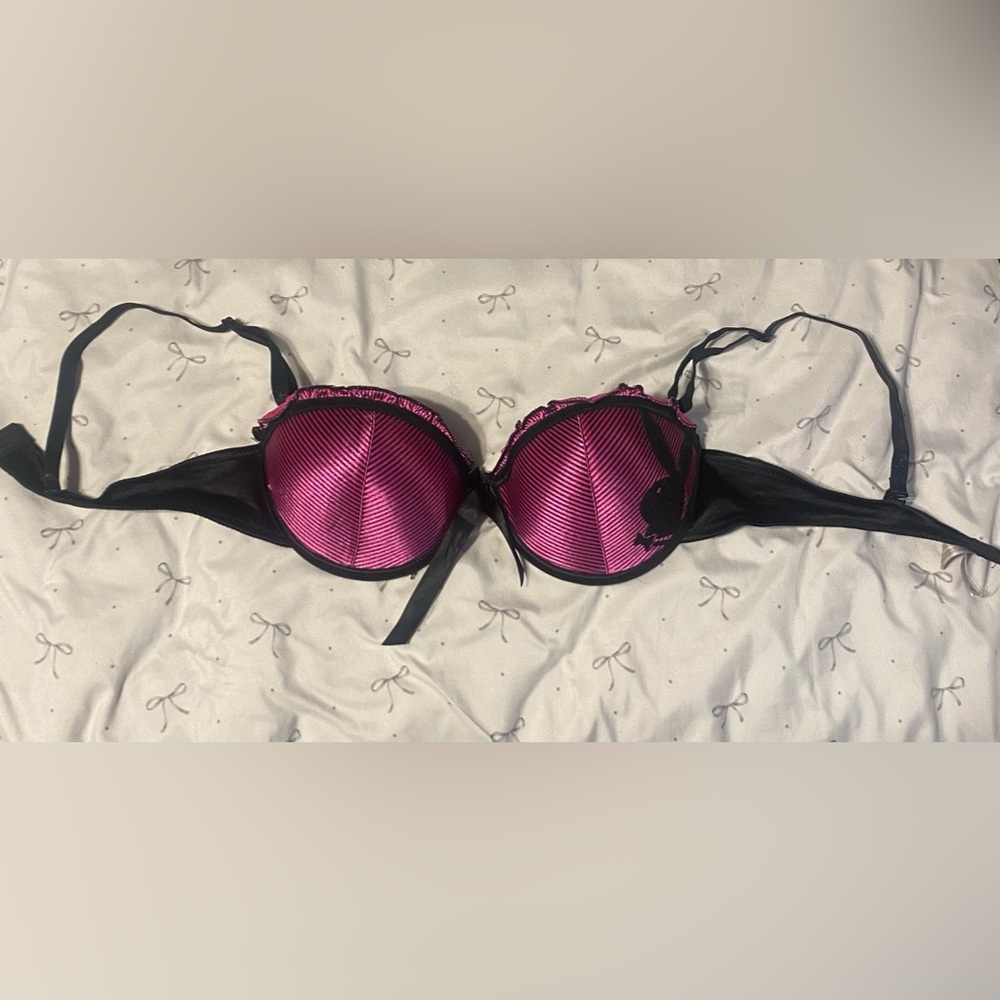 PLAYBOY Fuchsia and Black Bra